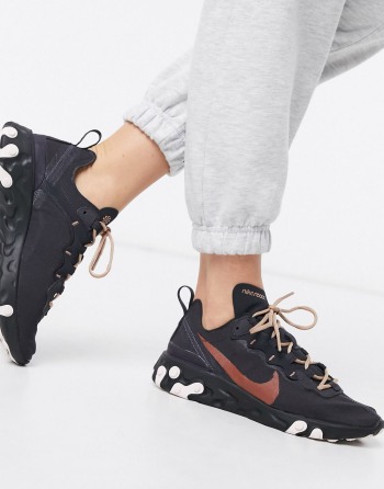 Nike Glitter React Element 55 Crne - Ženske Tenisice | 68593MWPV